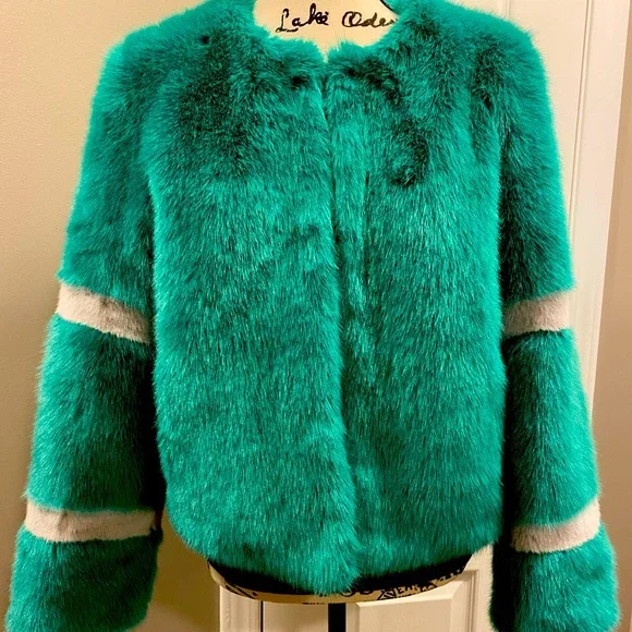 Molliolli Jackets Coats Molliolli Bright Faux Fur Coat From